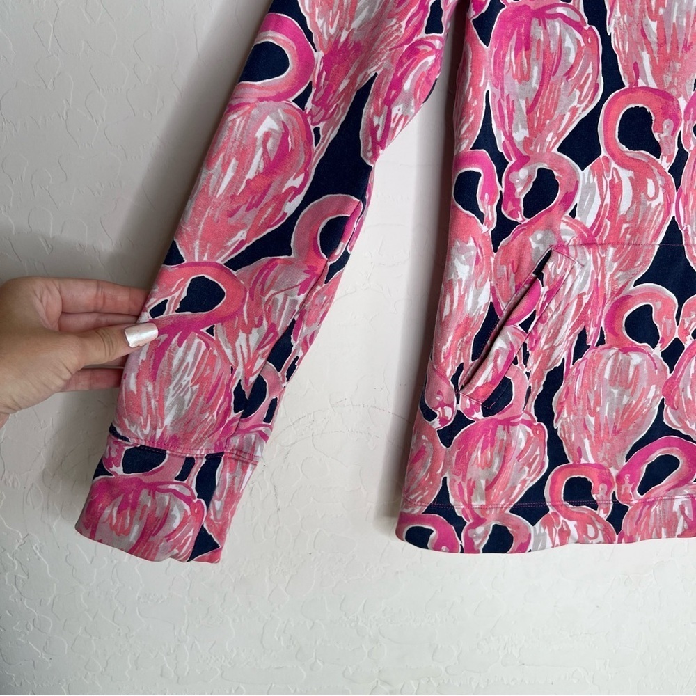 Lilly Pulitzer sweatshirt pink Flamingo 1/4 Zip Pullover Sweater - Picture 2 of 7